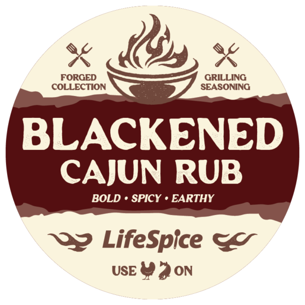 blackened cajun rub forged collection label