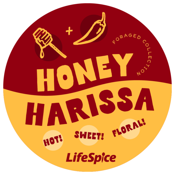 honey harissa foraged collection label