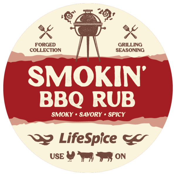 smokin' bbq rub forged collection label