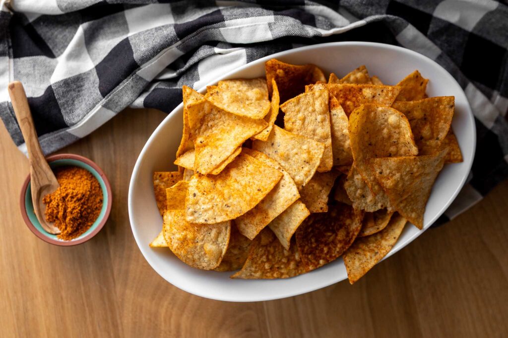 Chili tamarind chips in a bowl